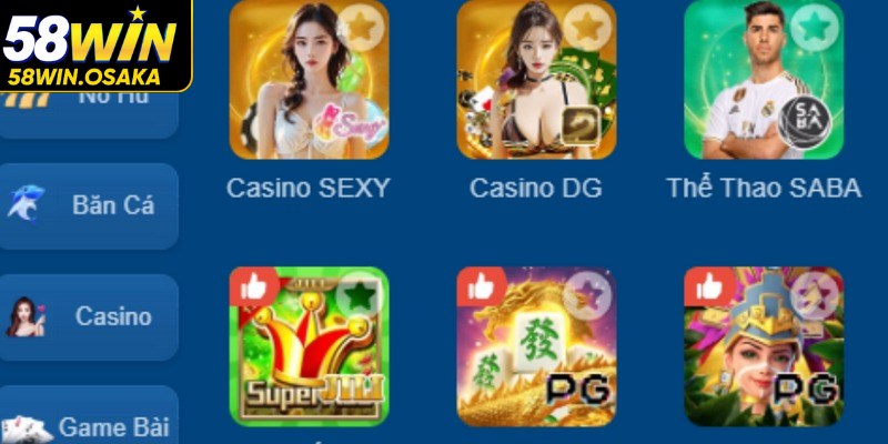 Kho game hấp dẫn trên hệ thống 58WIN