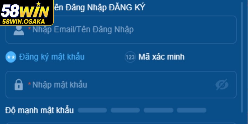 Hướng dẫn đăng ký nhanh, đúng tài khoản 58WIN